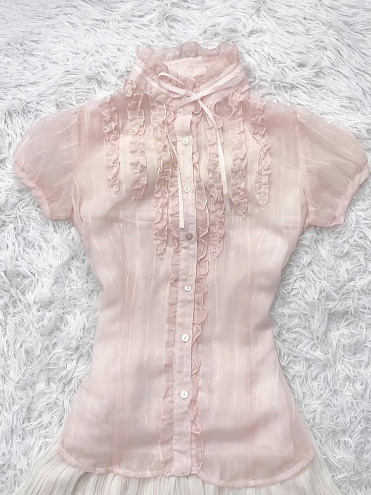 Retro Pink Lace Shirt - Image 2