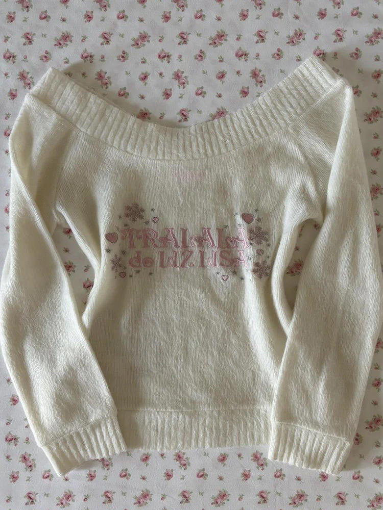 retro pink letters sweater - Image 4