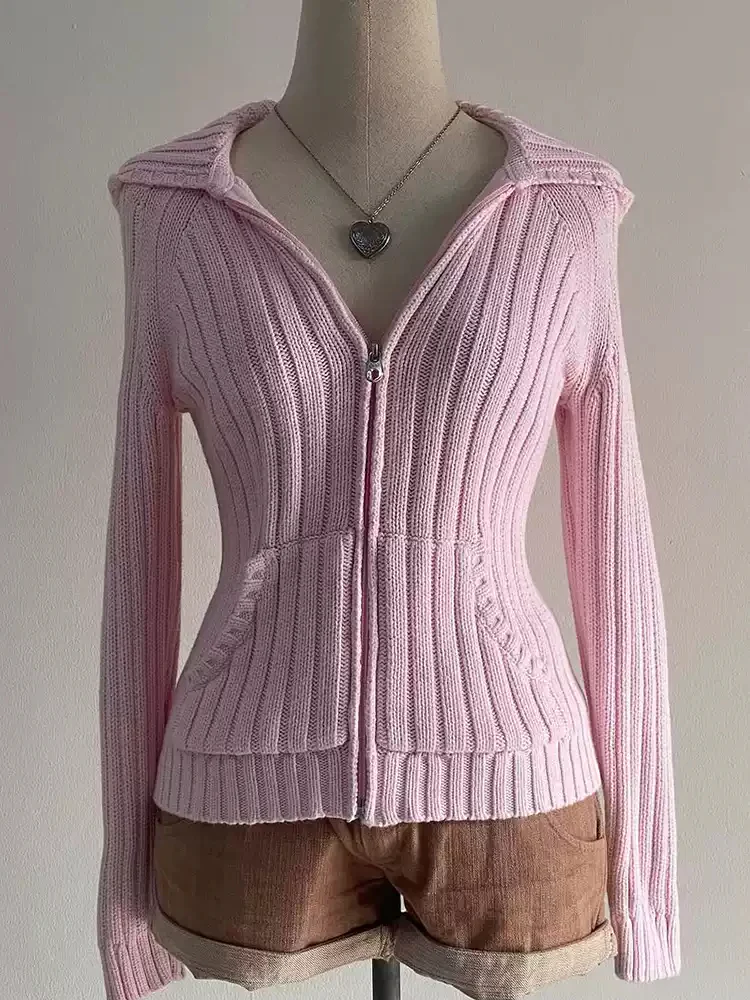 Retro Pink Sweater Cardigan - Image 5