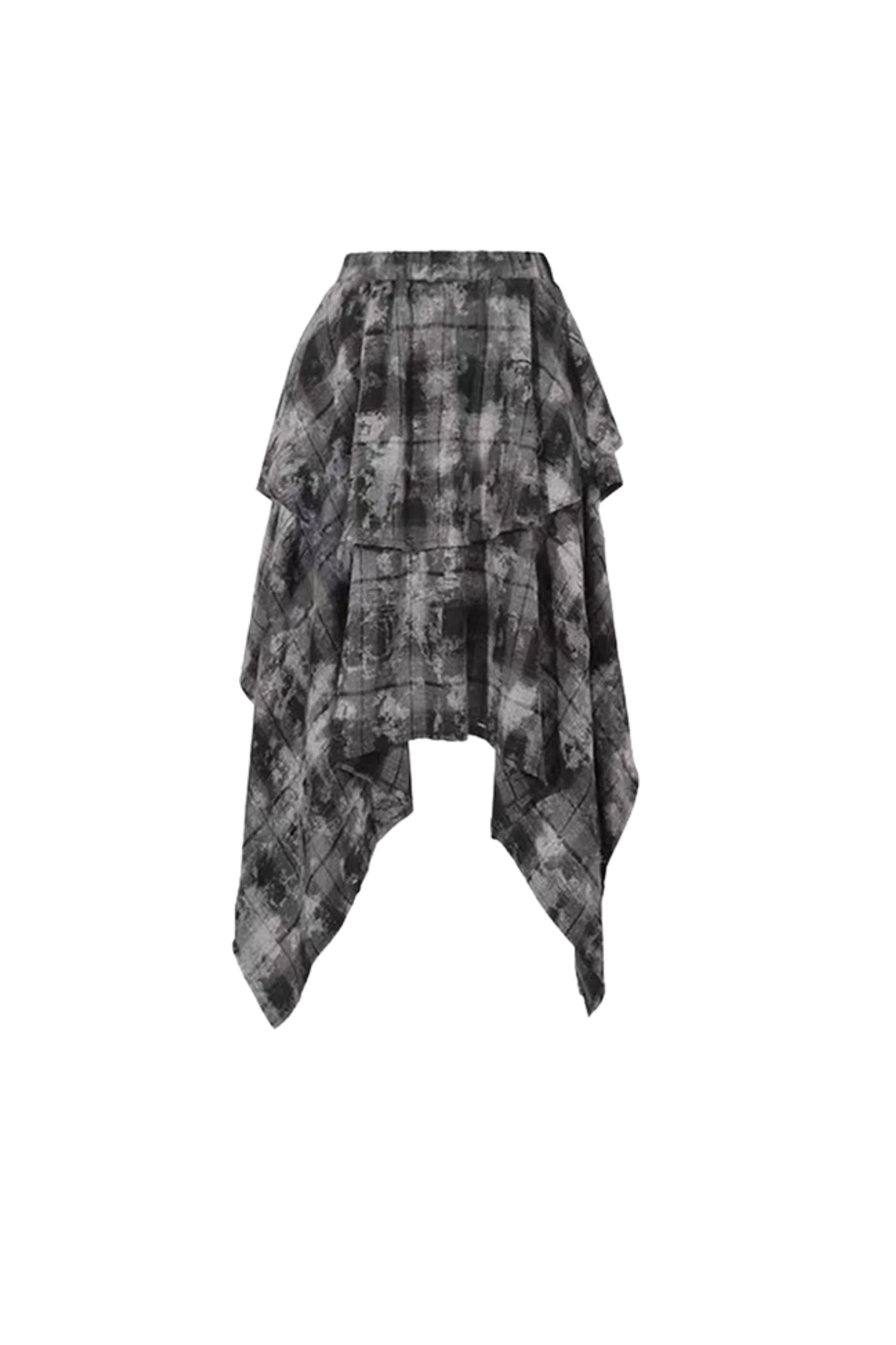 Retro Check Asymmetrical Skirt - Image 9