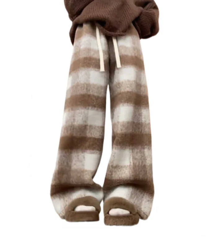 Retro Plaid Casual Pants