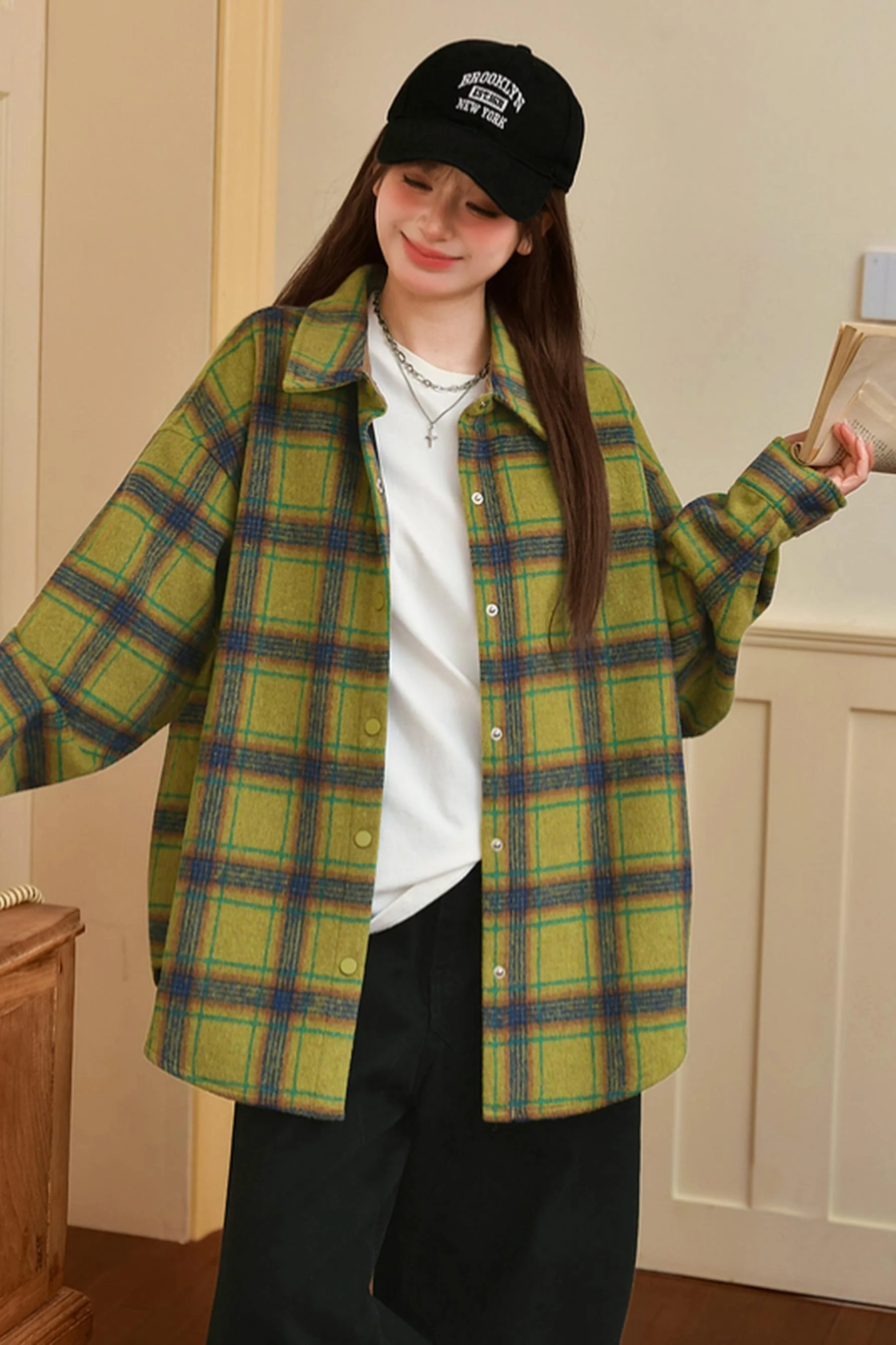Retro Plaid Preppy Blouse - Image 8