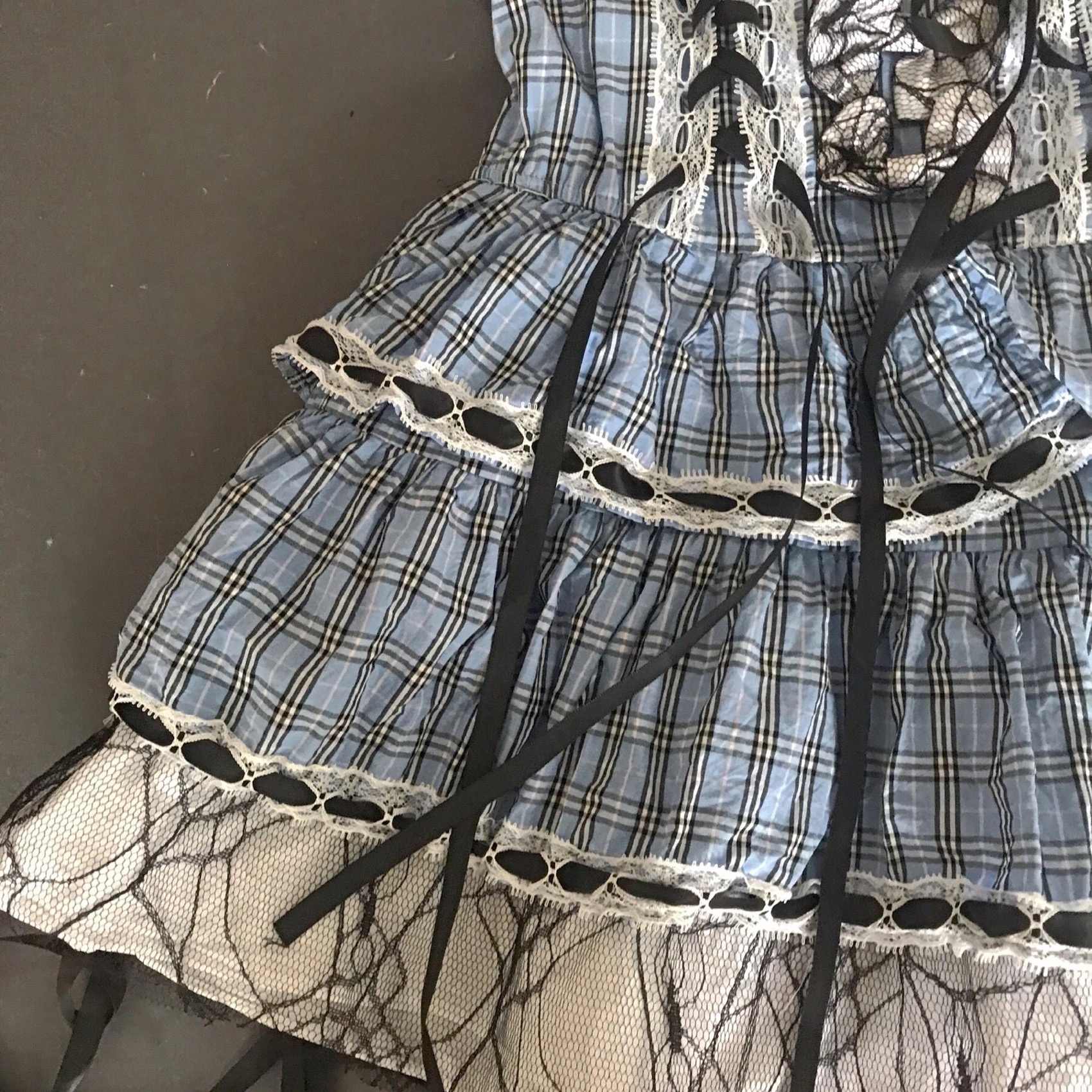 Retro Plaid Straps Corset Cake Dress - Image 2