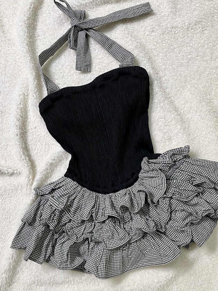 Retro Plaid Suspender Dress - Image 2
