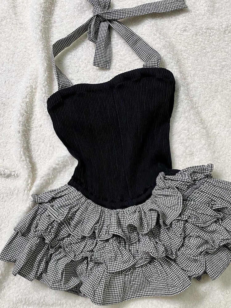 Retro Plaid Suspender Dress - Image 4