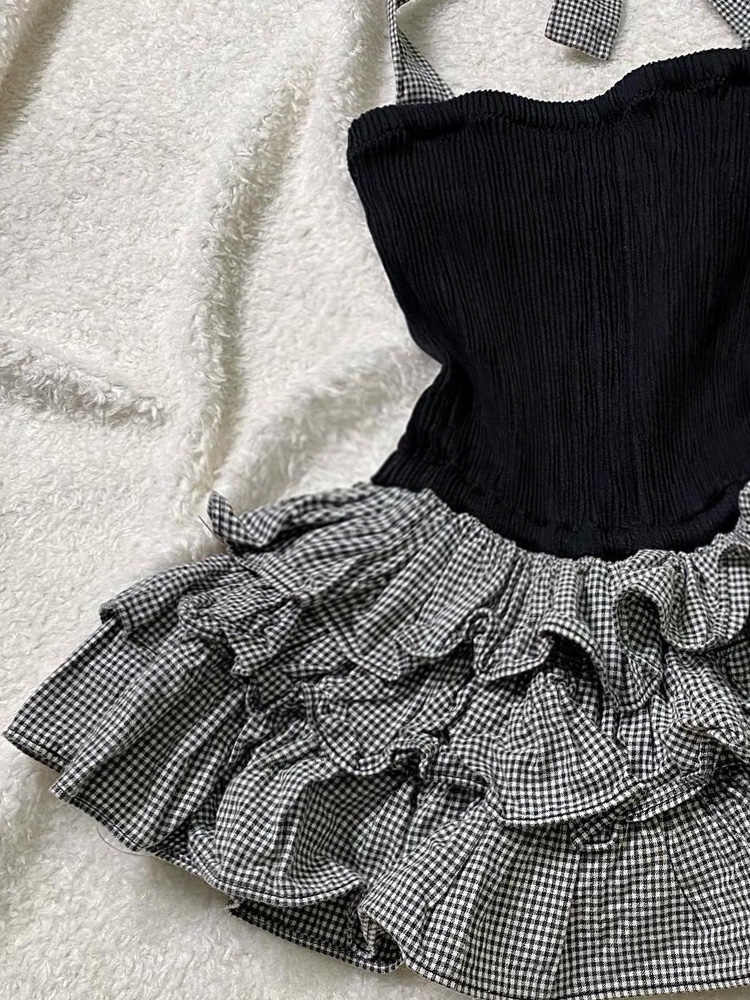 Retro Plaid Suspender Dress - Image 5