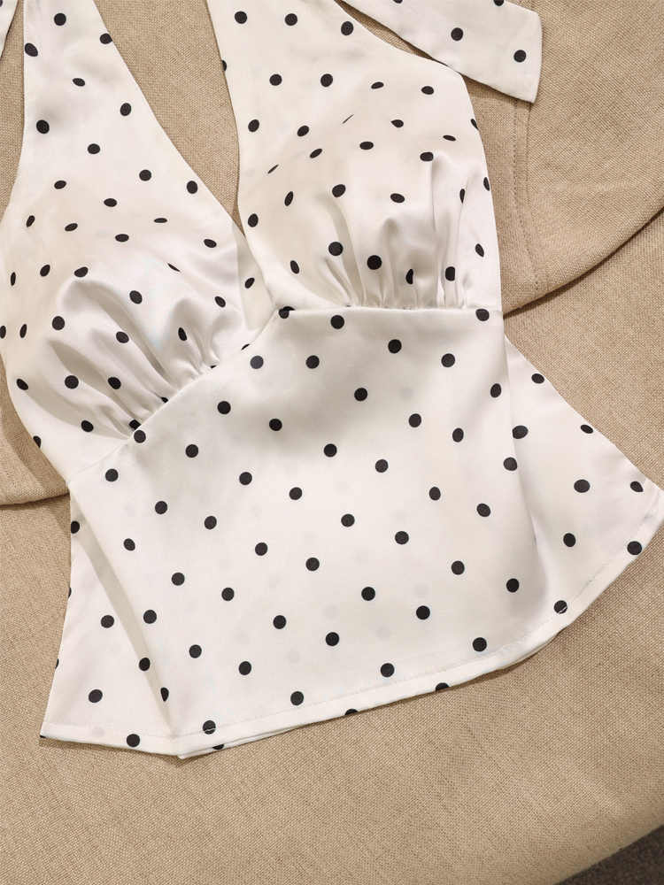 Retro Polka-dot Halter-neck Camisole - Image 3