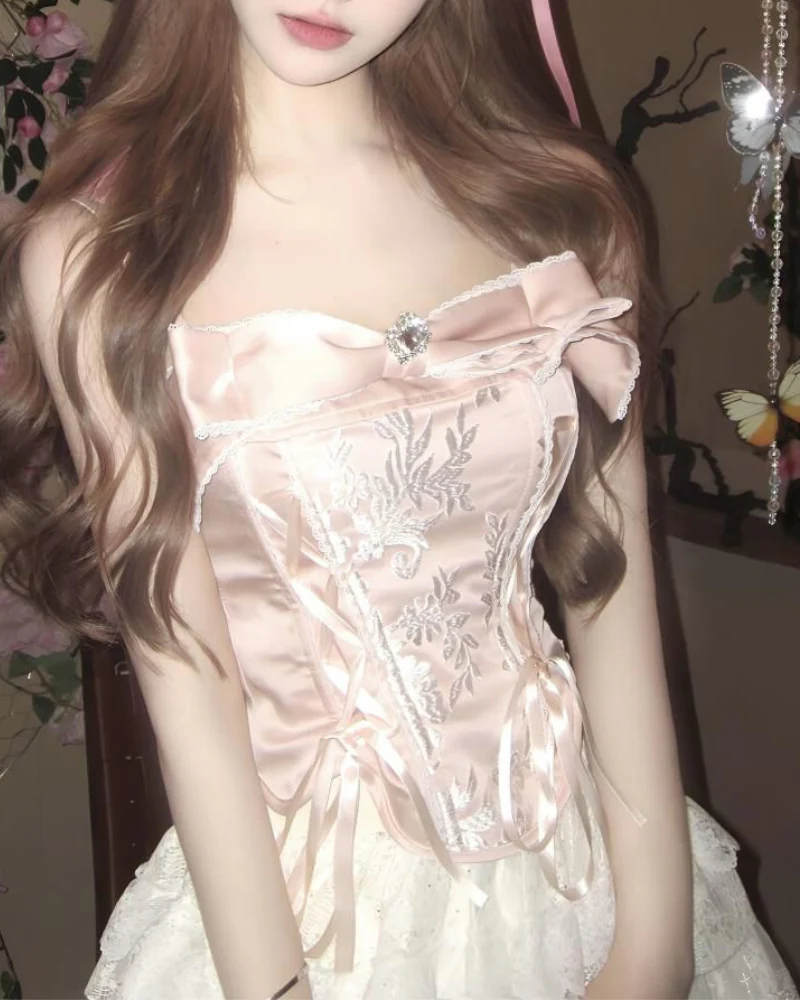 Retro Pure Lace White Corset Dress - Image 2