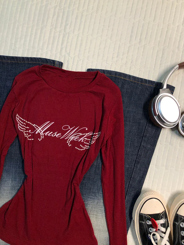 retro red long-sleeved Top - Image 4