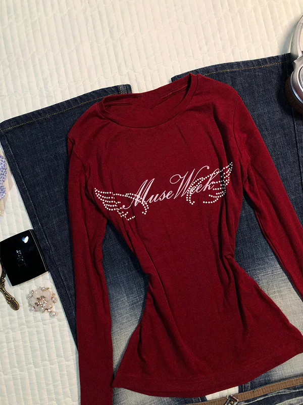 retro red long-sleeved Top - Image 5