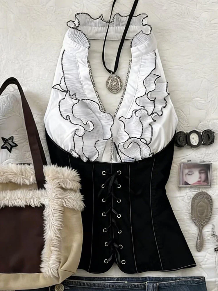 retro ruffled corset top - Image 3