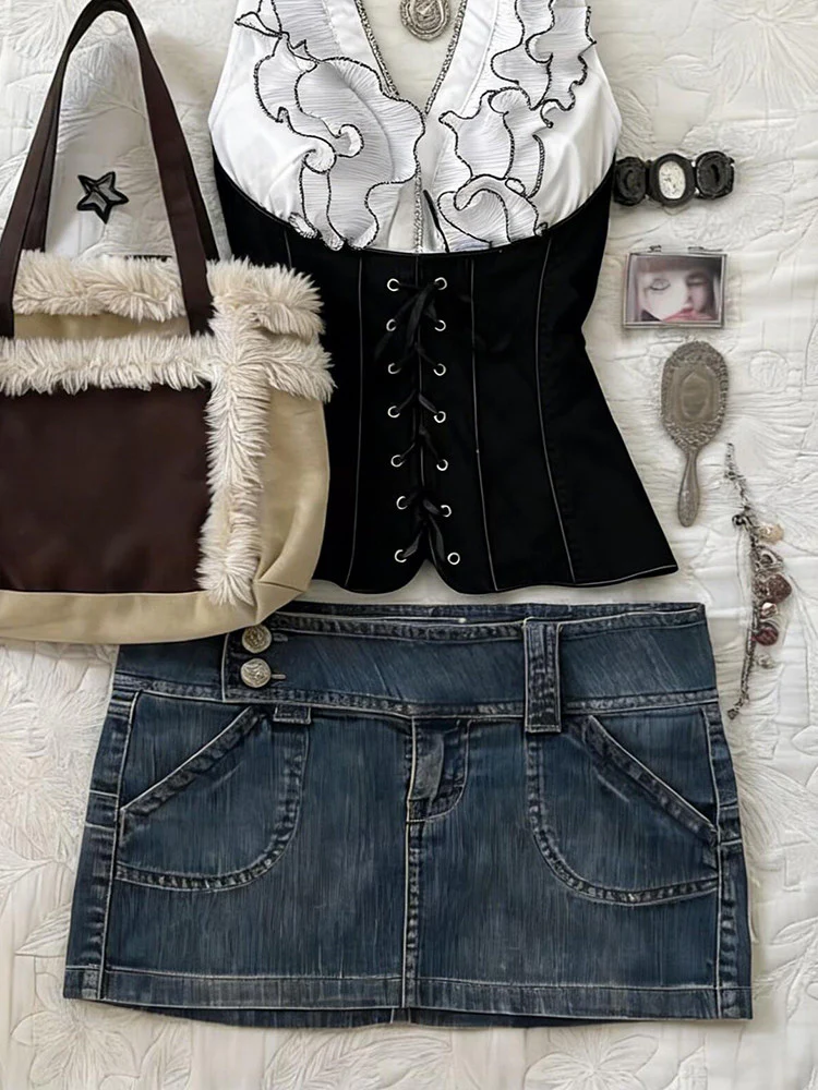 retro ruffled corset top - Image 4