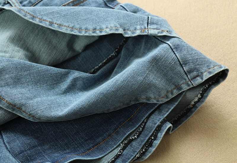 Retro Ruffled Hem Denim Skirt - Image 2