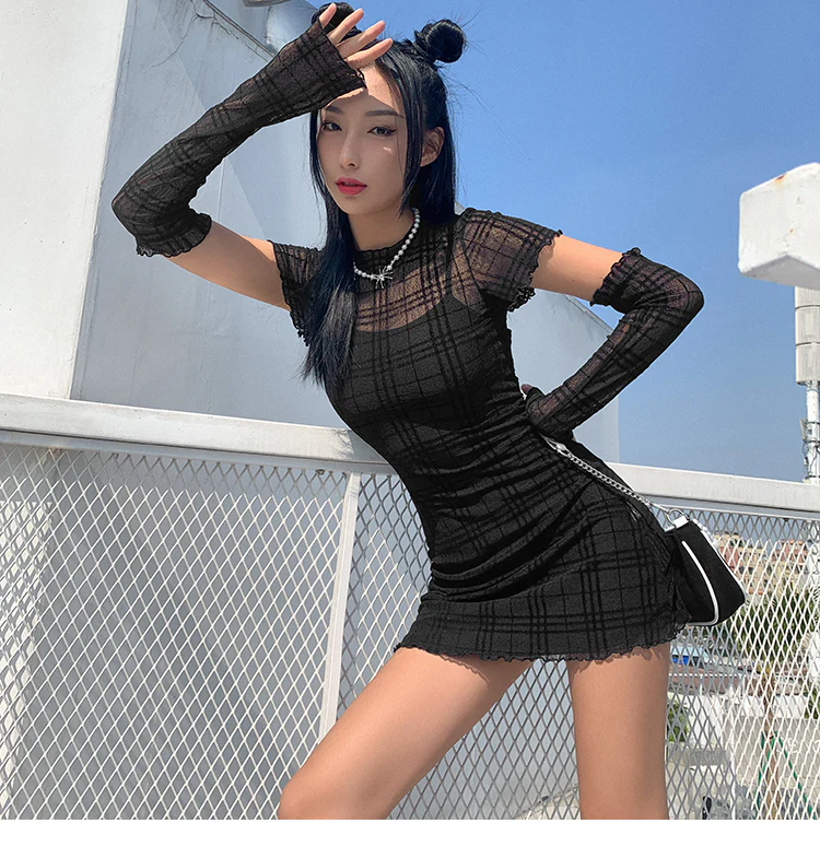 Retro Slim Dark Coquette Dress