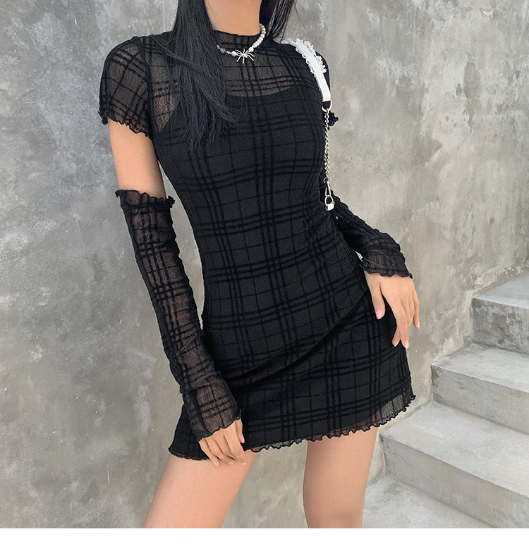 Retro Slim Dark Coquette Dress - Image 2