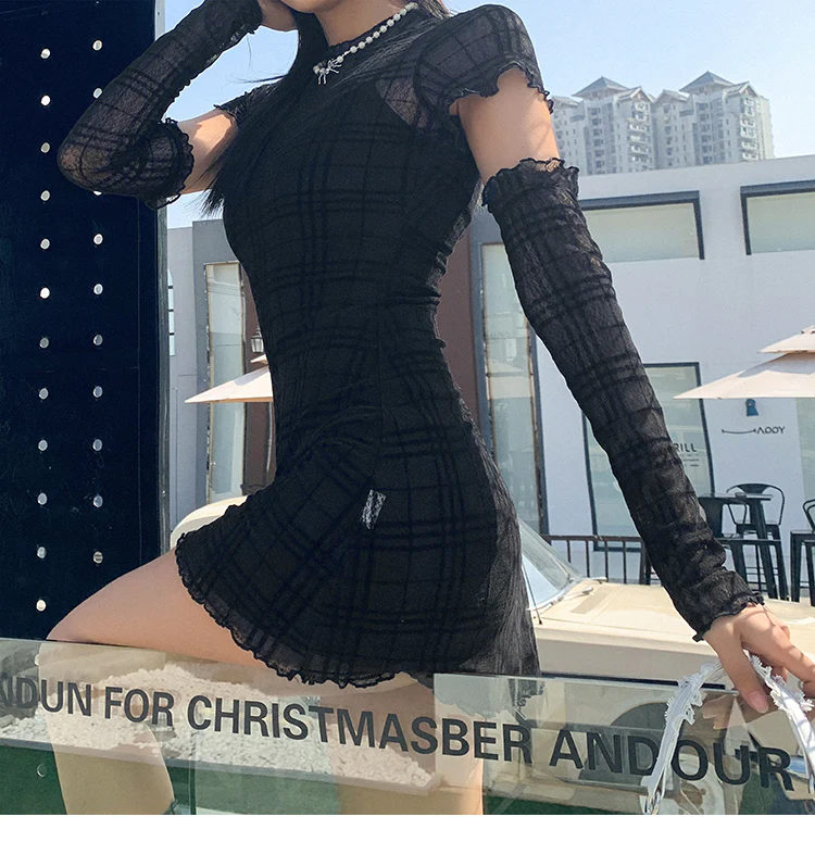 Retro Slim Dark Coquette Dress - Image 3