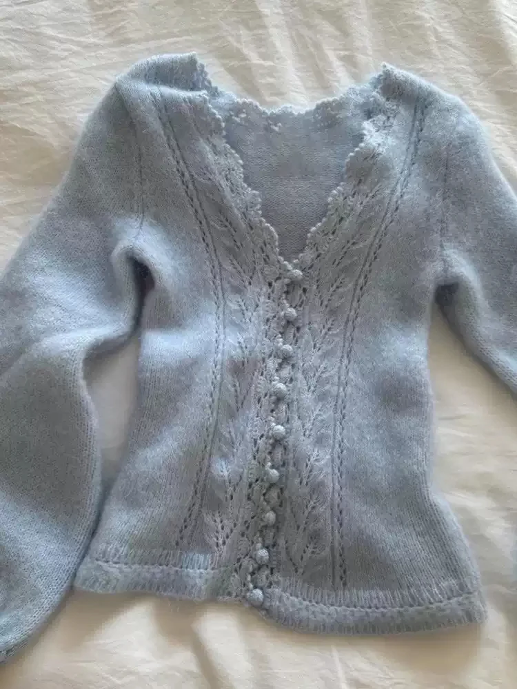 Retro Soft Waxy Blue Sweater - Image 2