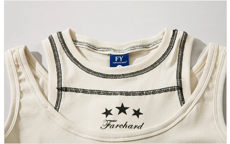 Retro Star Fake Two-piece Acubi Tank Top - Image 3
