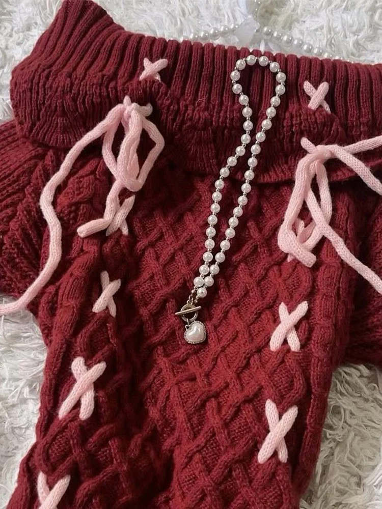 retro straps red sweater - Image 2