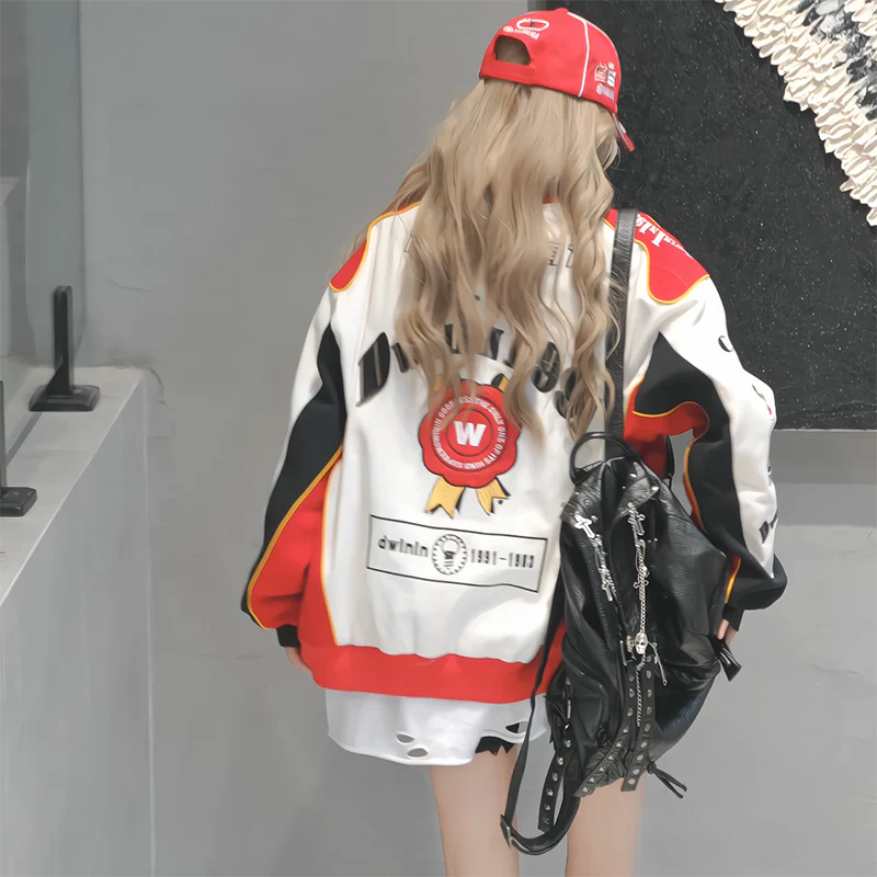 Retro Street Embroidery Racing Jacket - Image 3