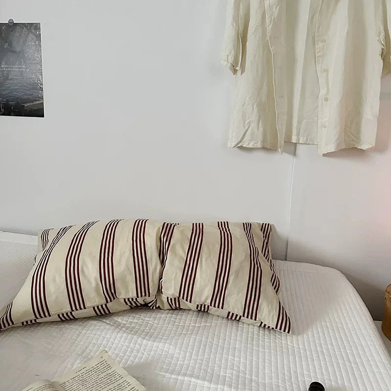 Retro Striped Cotton Pillowcase - Image 14
