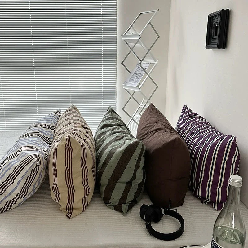 Retro Striped Cotton Pillowcase - Image 4