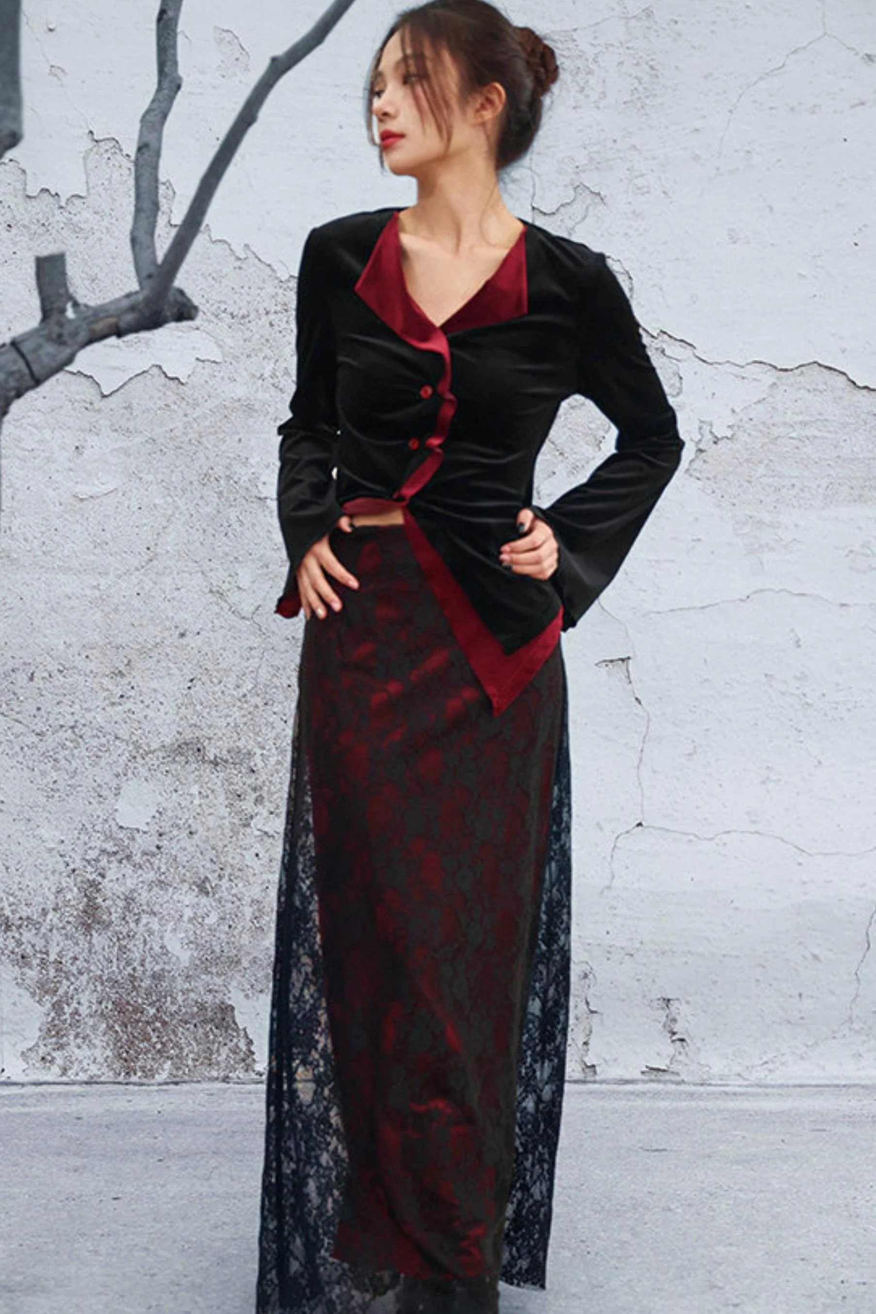 Retro Striped Velvet Top - Image 11
