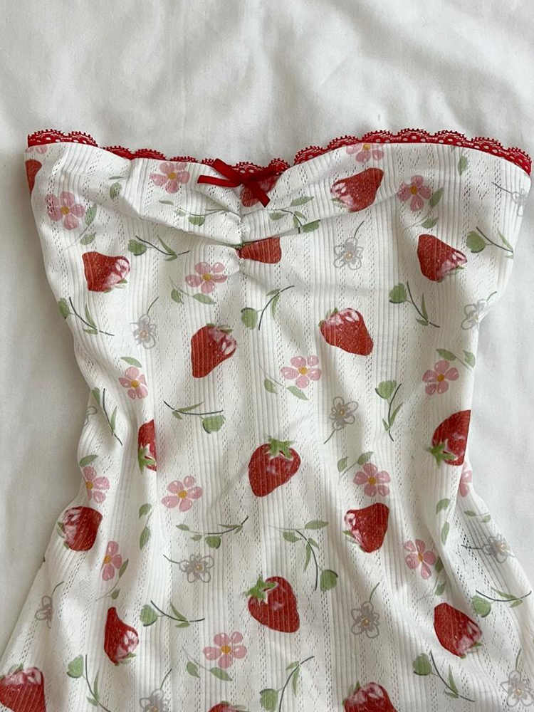 Retro Sweet Strawberry Crop Top - Image 3