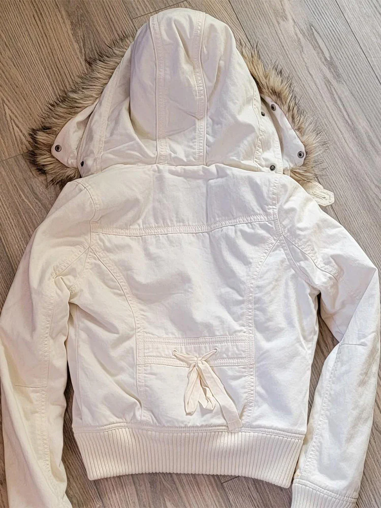 retro vintage white fur collar jacket - Image 2