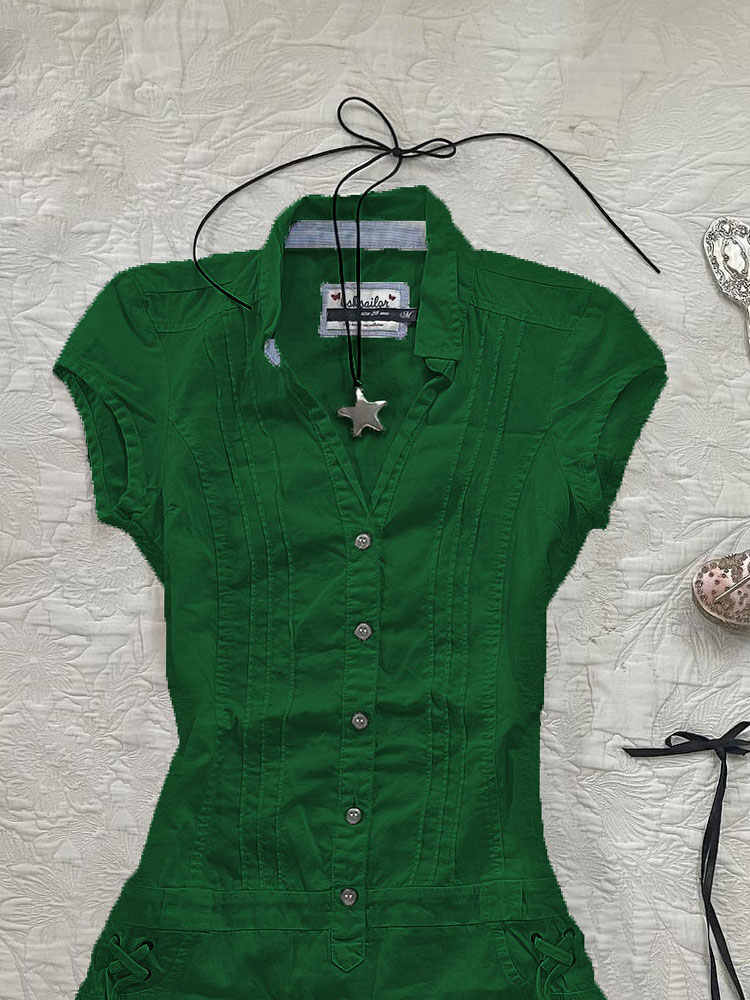 Retro Waisted Shirt Dress - Image 5