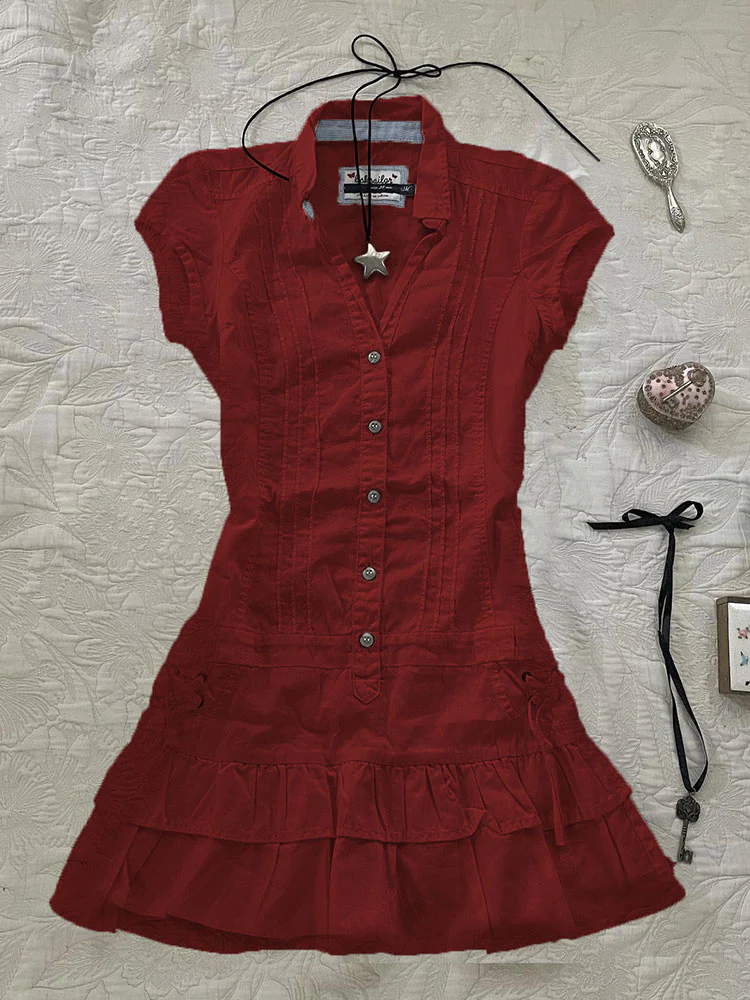 Retro Waisted Shirt Dress - Image 6