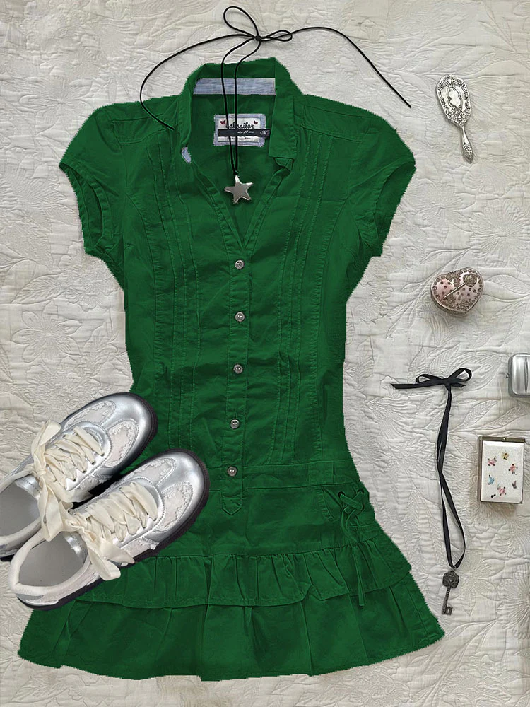 Retro Waisted Shirt Dress - Image 7