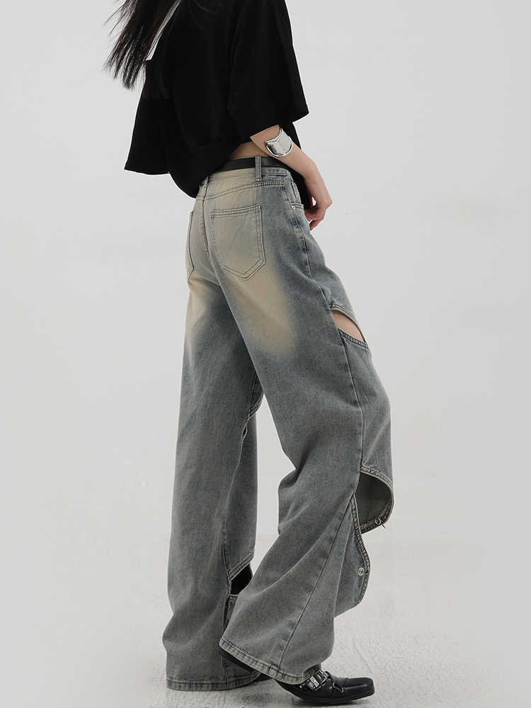 Retro Washed Ripped Wide Leg Jeans - Image 3