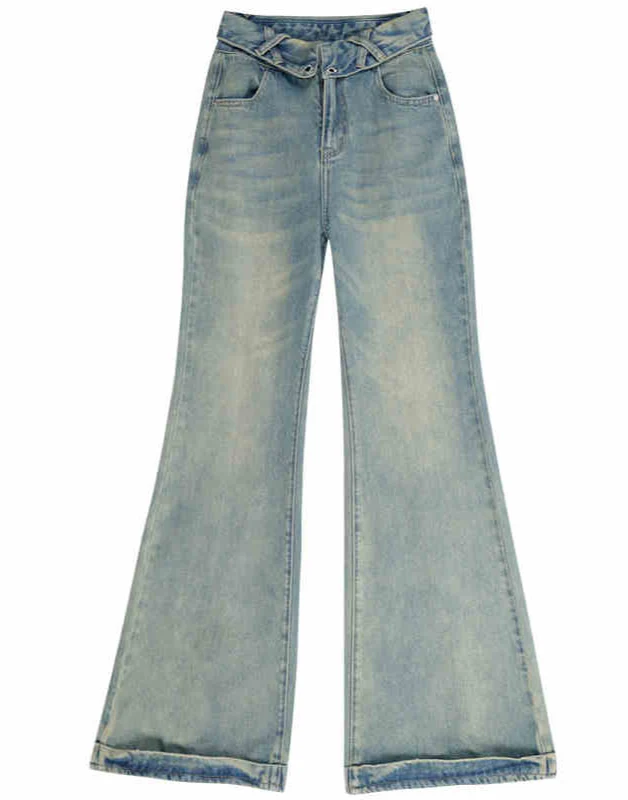 Retro Washed Straight Wide-leg Jeans - Image 11