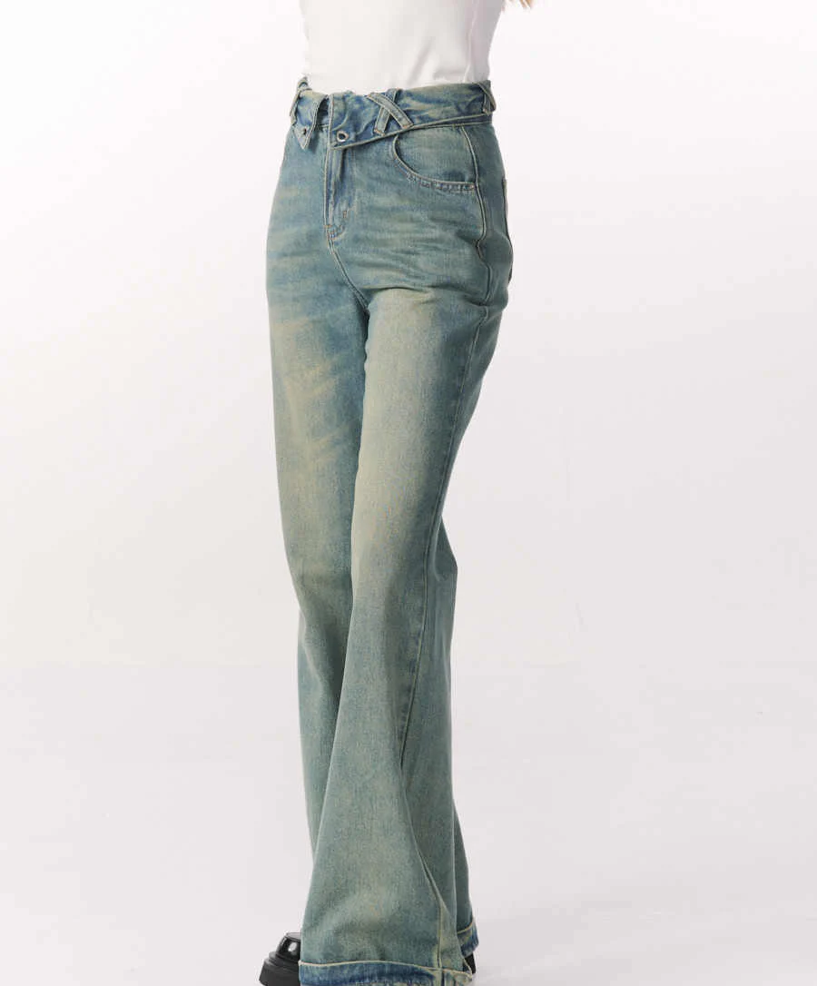 Retro Washed Straight Wide-leg Jeans - Image 7