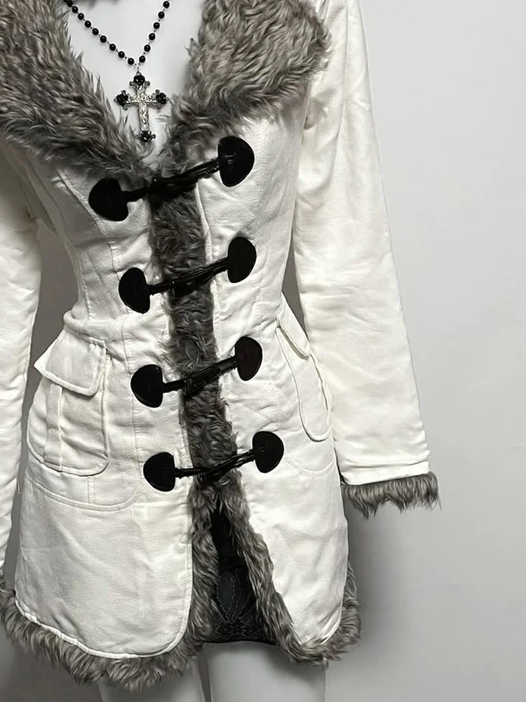 retro white fur collar waist coat - Image 3