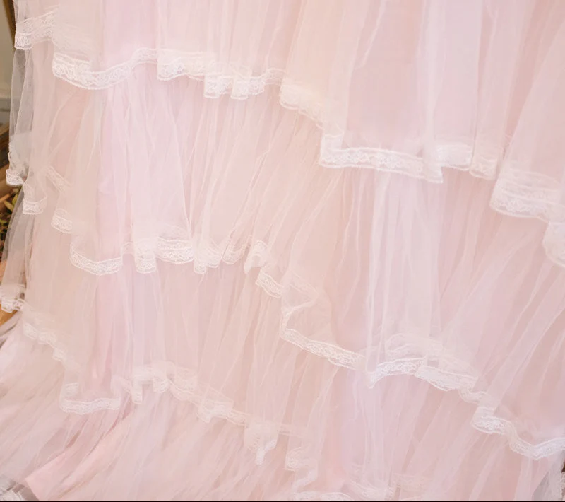 Retro white gauze lace pleated curtain - Image 4