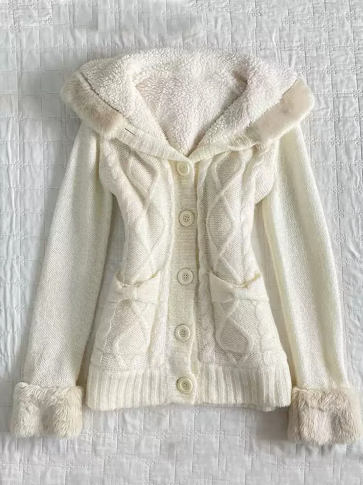 Retro White Sweater Jacket