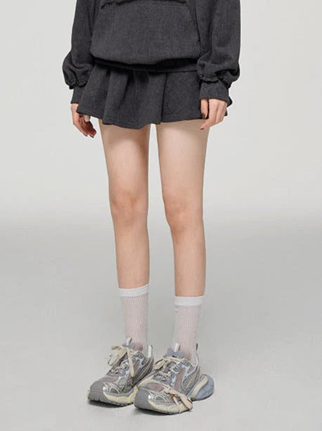 Ribbon Print Loose Sweatshirt Hoodie + Skirt - Image 9