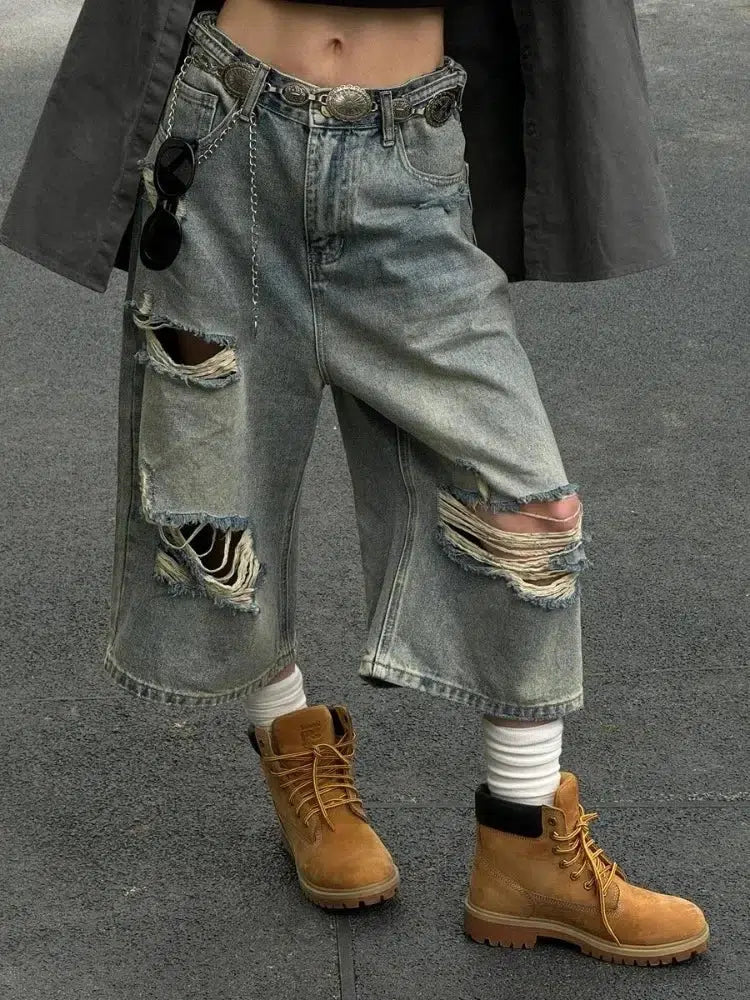 Ripped Jean Shorts - Image 2
