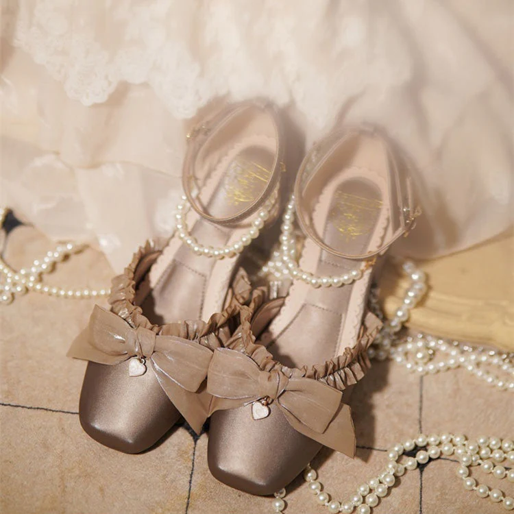 Romance Bowknot Lace Pearl Sweet Elegant Lolita Shoes 4 Colors - Image 7