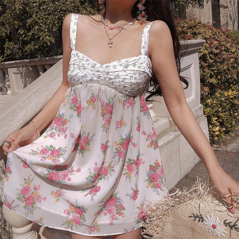 Romantic Floral Quilted Bustier Dress - Image 4