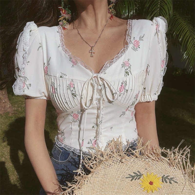 Romantic Lace Puff Sleeves Shirt - Image 3