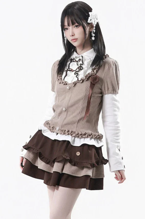 College Lace Top + Cake Tiered Skirt - Image 8