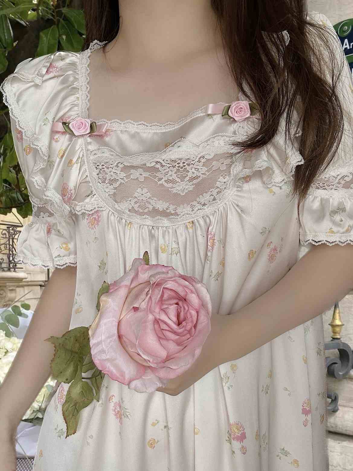 Rose Floral Silky Nightgown - Image 5