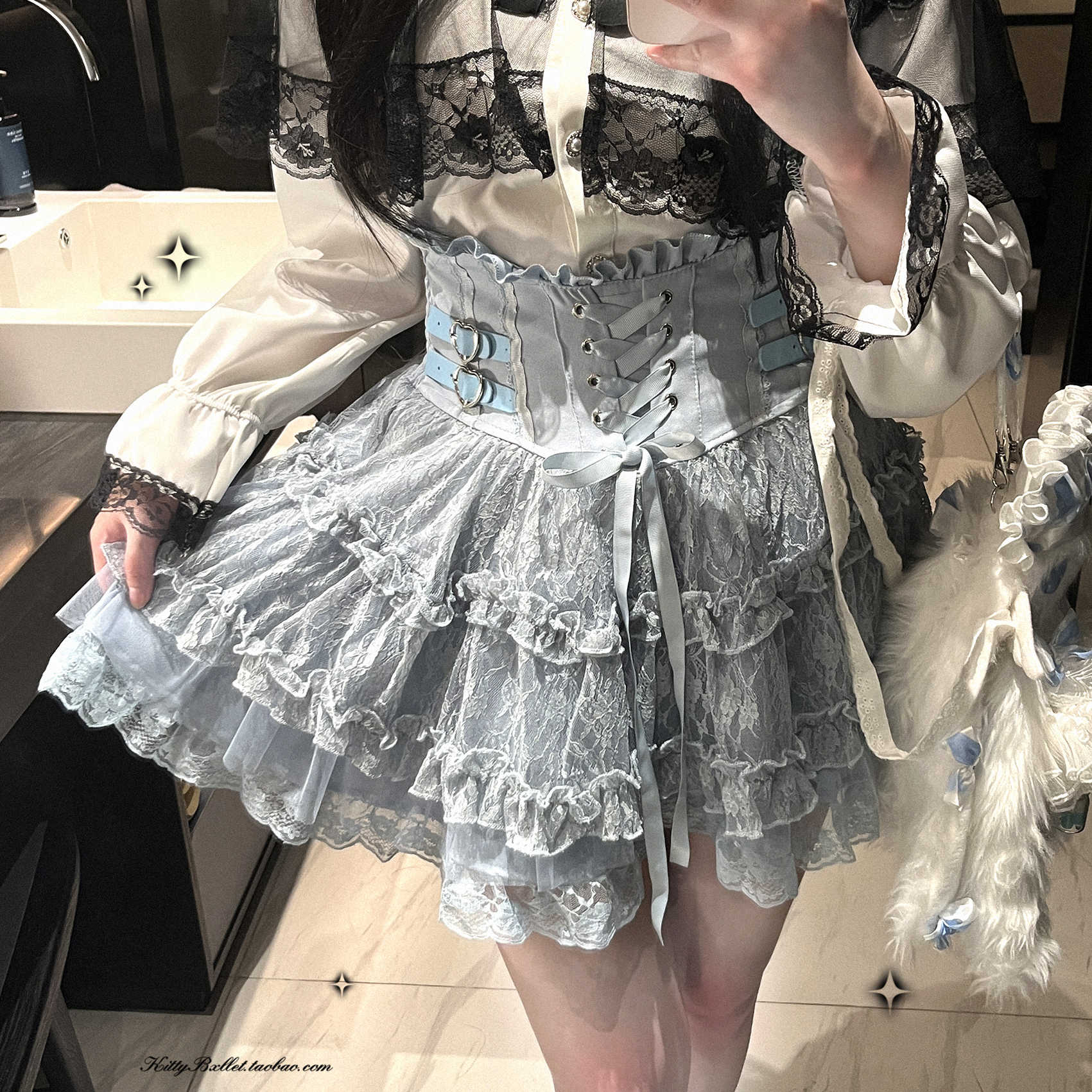 Rose Heart Lace Strap Skirt - Image 5