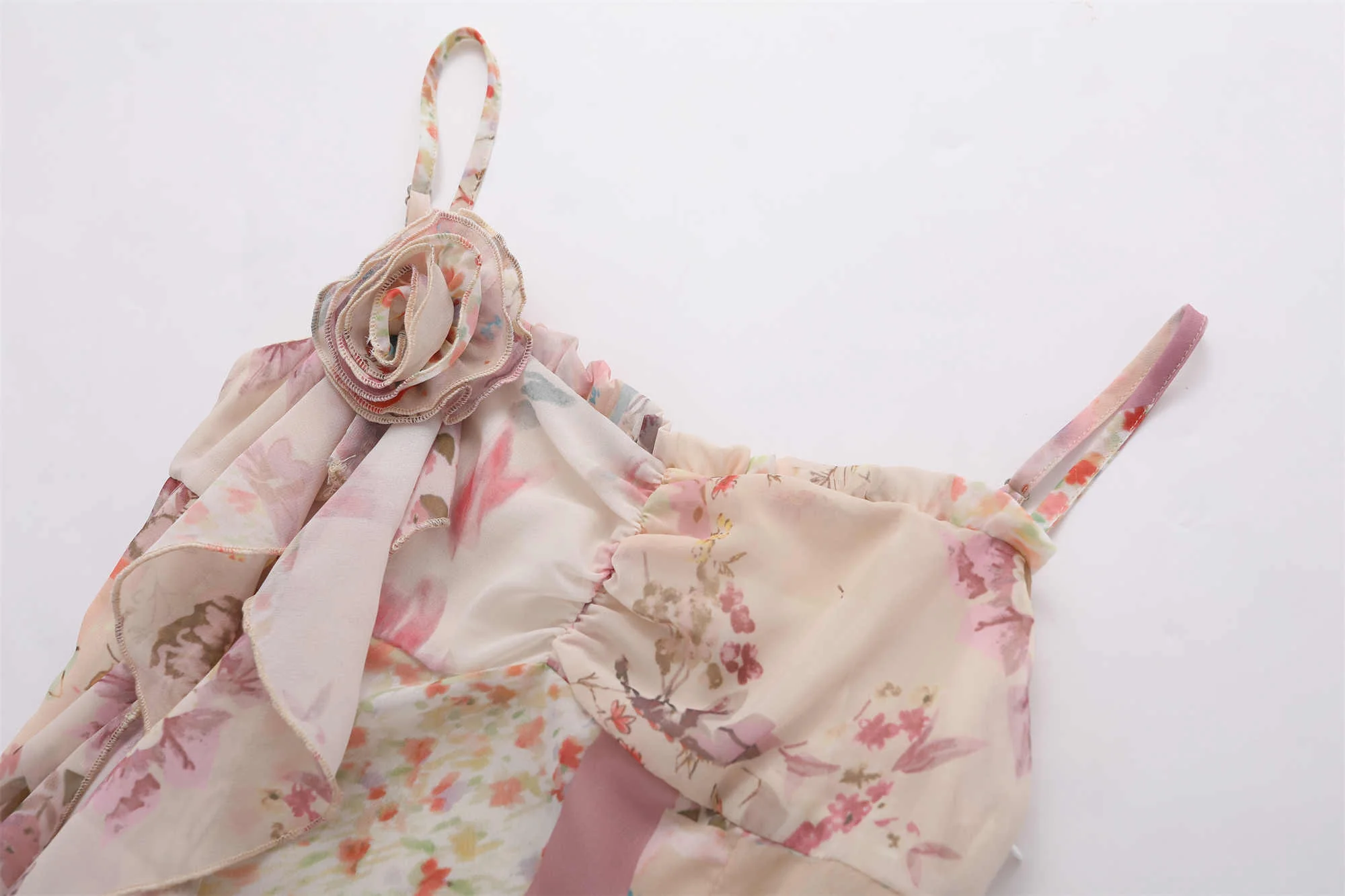 Rose Irregular Ruffled Floral Coquette Dress - Image 4