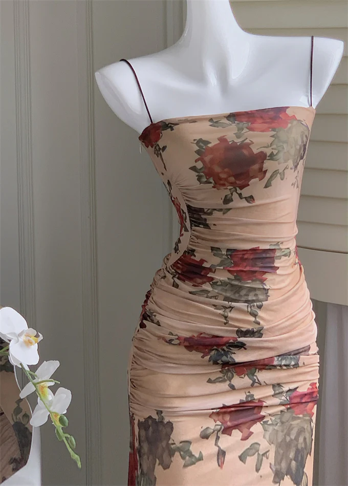 Rose Print Suspender Dress - Image 3