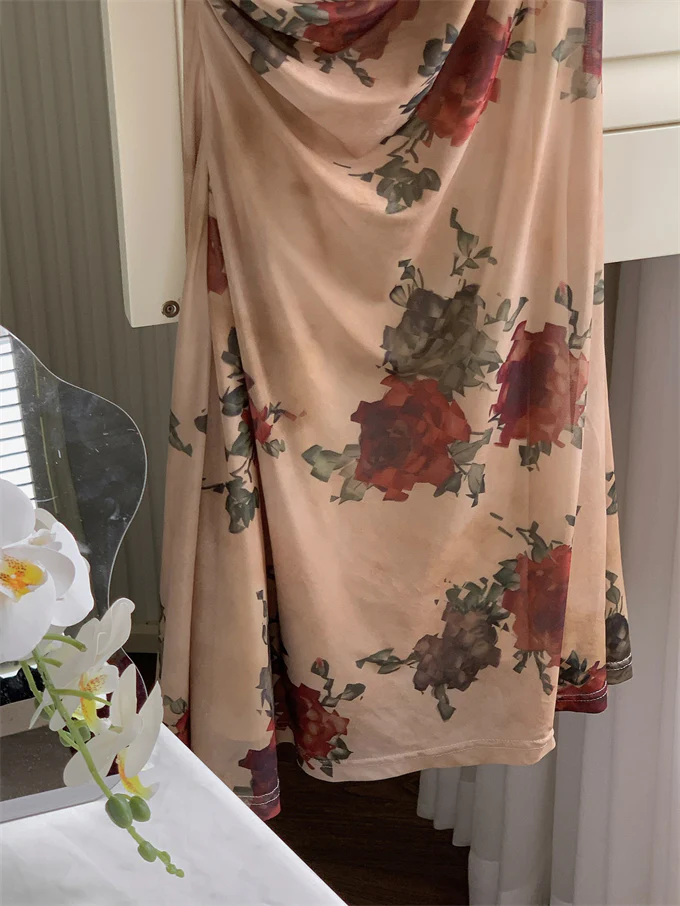Rose Print Suspender Dress - Image 4