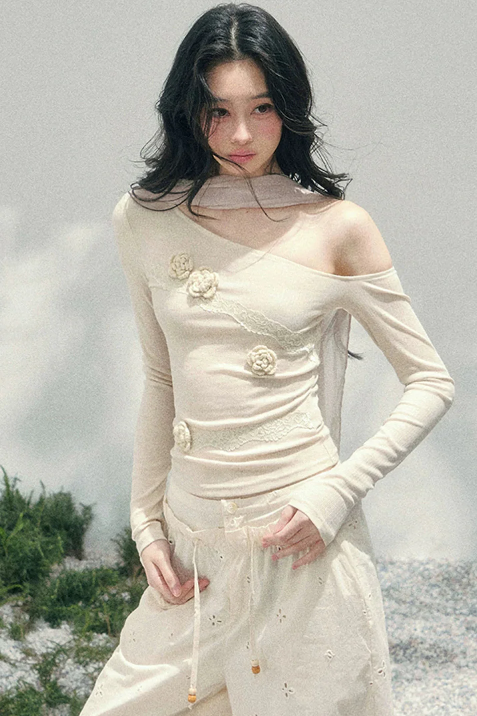 Rose Whisper Lace Off-Shoulder Top - Image 2